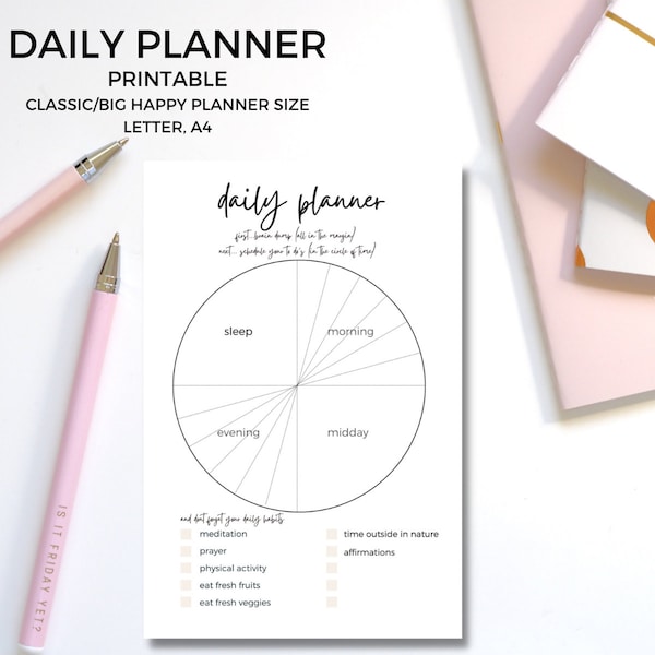 Circle of Time Daily Planner Printable for Happy Planner