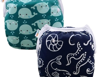 Alvababy Size Newborn 2pc Washable Reusable Adjustable Swim Diaper 0-8 Months