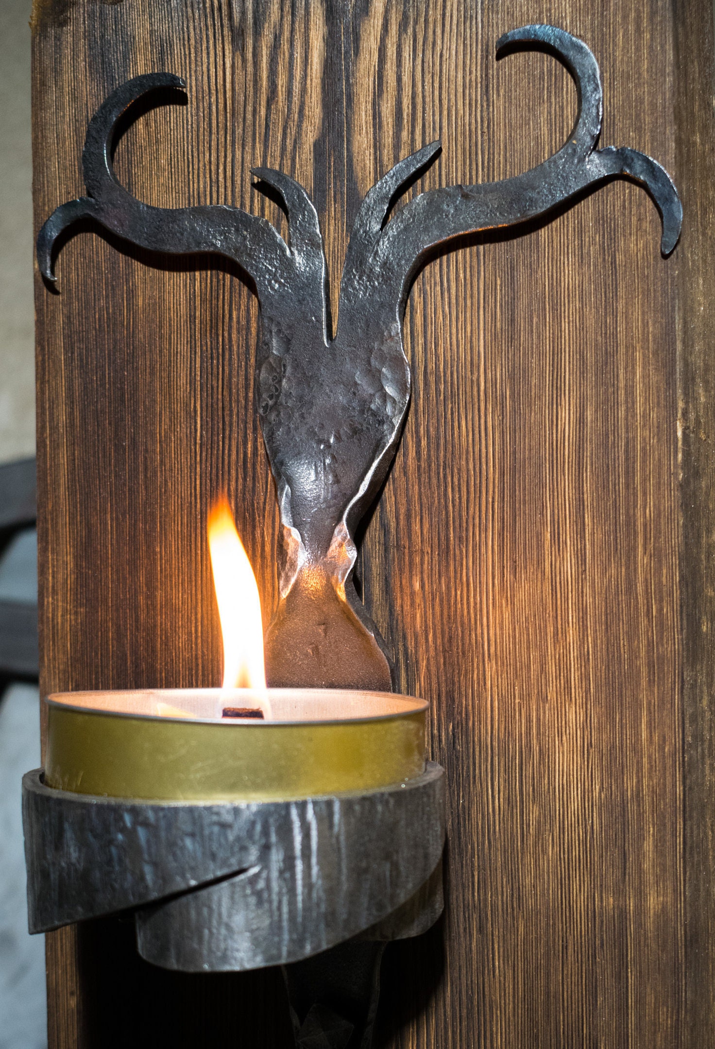 Blacksmith elk animal candle holder Etsy