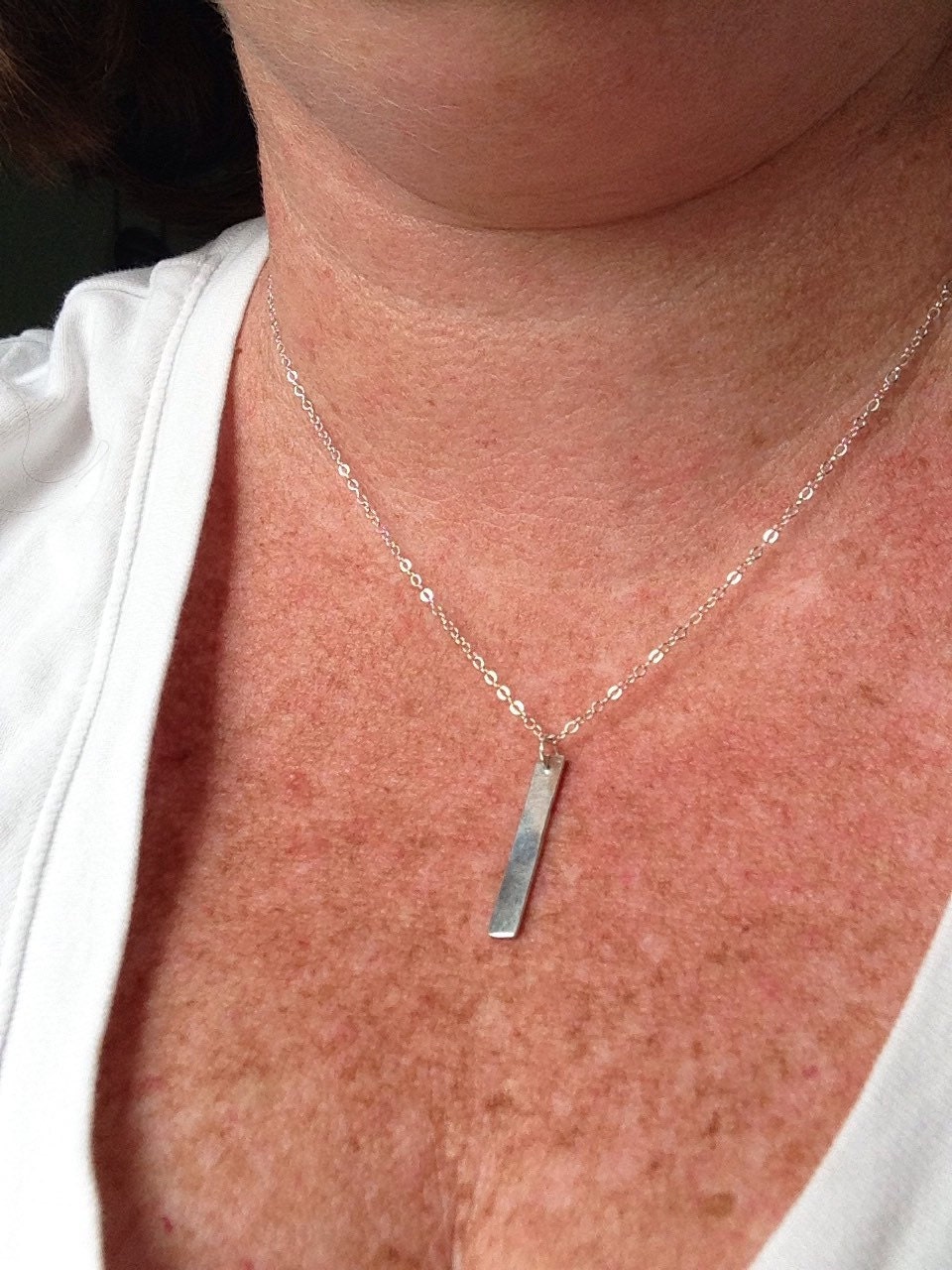 Sterling Silver Bar Necklace Etsy