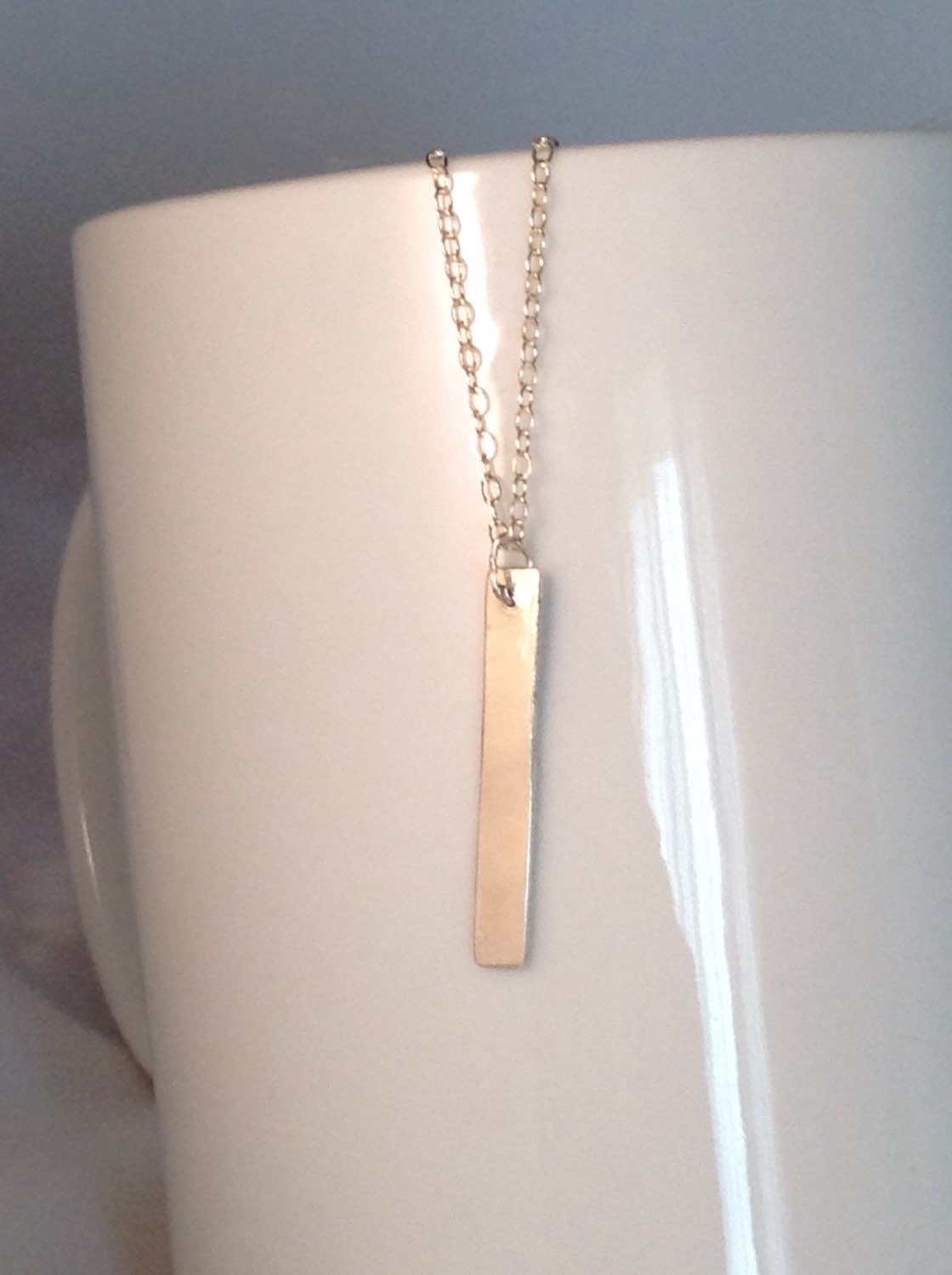 Sterling Silver Bar Necklace Etsy