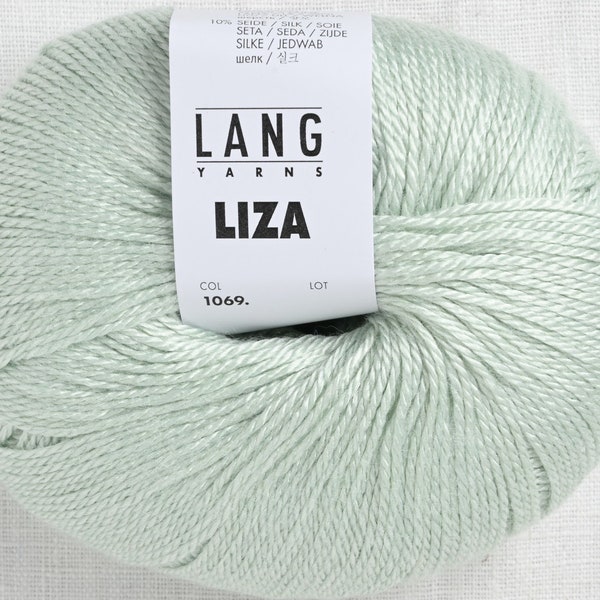 Pale Mint Green Knitting Yarn, Bamboo Wool Silk Blend Yarn,  Lang Yarns Liza