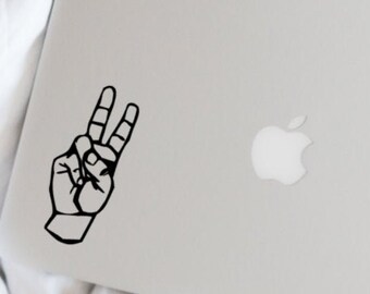 ASL Peace Sign Vinyl Decal - Laptop Sticker - Two Fingers Up