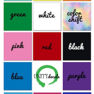 May include: A color chart with 12 different colors, including mint, yellow, orange, green, white, color shift, pink, red, black, blue, purple, baby blue, magenta, and indigo.
