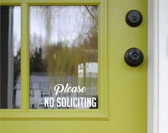No Soliciting Vinyl Decal: Modern Door or Window Sign