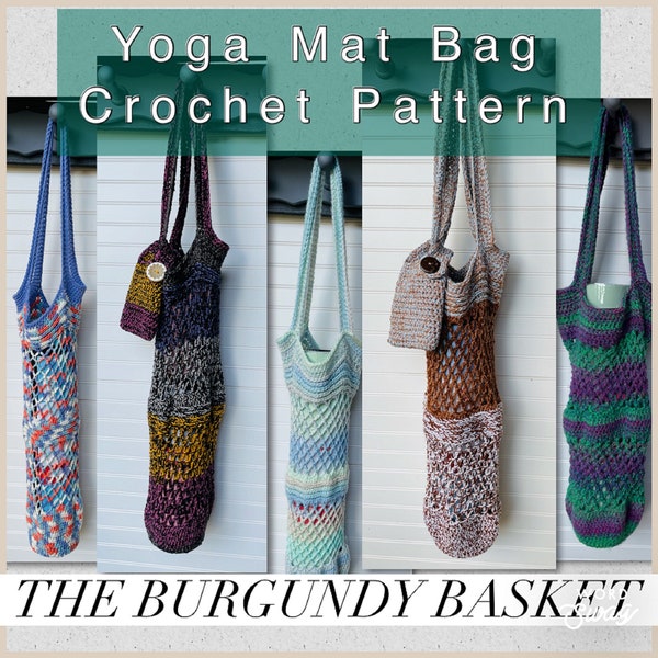 CROCHET YOGA Mat Bag, PATTERN Only *not a finished product* Digital PdF to make a Yoga Mat Carrying Bag, Tote Bag, Beach Bag, Market, Knit