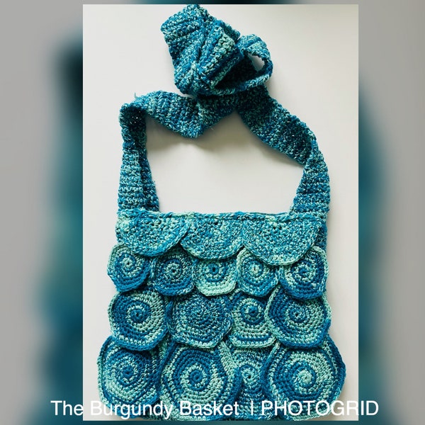 Crochet PATTERN Tutorial, PURSE, *Pattern OnLY* Digital, Instant Pdf, Cross-Body Purse, Silk, Lined Knit Tote Bag, Mermaid Purse
