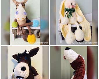 Crochet FARMSeries, Haybelly Horse, Digger Donkey, Butterbean Bunny and Barley Beagle *PATTERN Only* PDf Instant Download