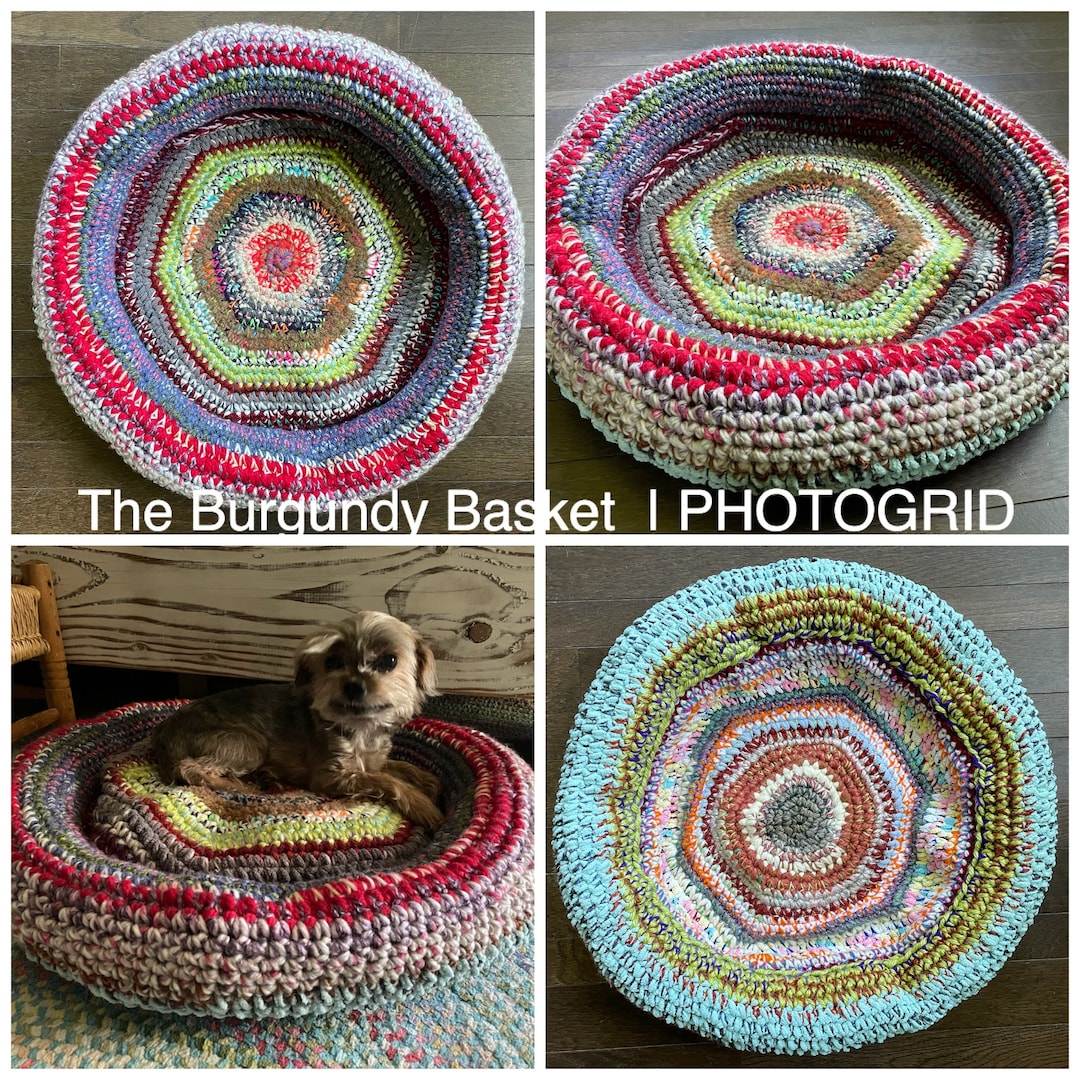 CROCHET PET BED, Dog Bed, Cat Bed, Cat Cave, pattern Only Tutorial Only, Pdf Download, Digital Download, Scrap Yarn Crochet Reversible Bed
