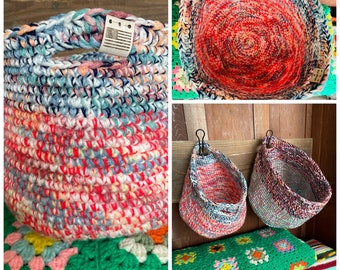 Crochet PATTERN Tutorial, BASKET pattern Only Digital, Instant Pdf, Scrap Yarn  Crochet Purse, Tote Bag, Colorful Basket, Boho Inspired 