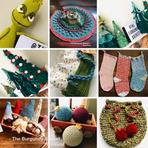 12 Days of Christmas Crochet Patterns: Tree, Grinch, Stockings (PDF Download)