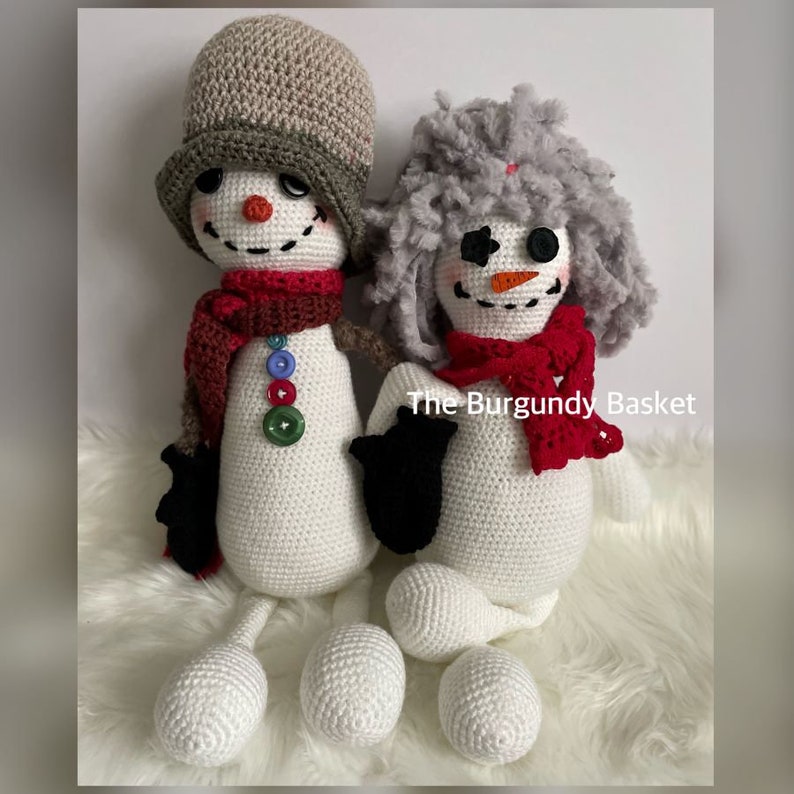Crochet SNOWMAN, SNOW WOMAN, PaTTERN Only Crochet Pattern, Amigurumi Snowman, Snow Baby, Snow Girl, Snow Boy, Frosty, Doll image 1