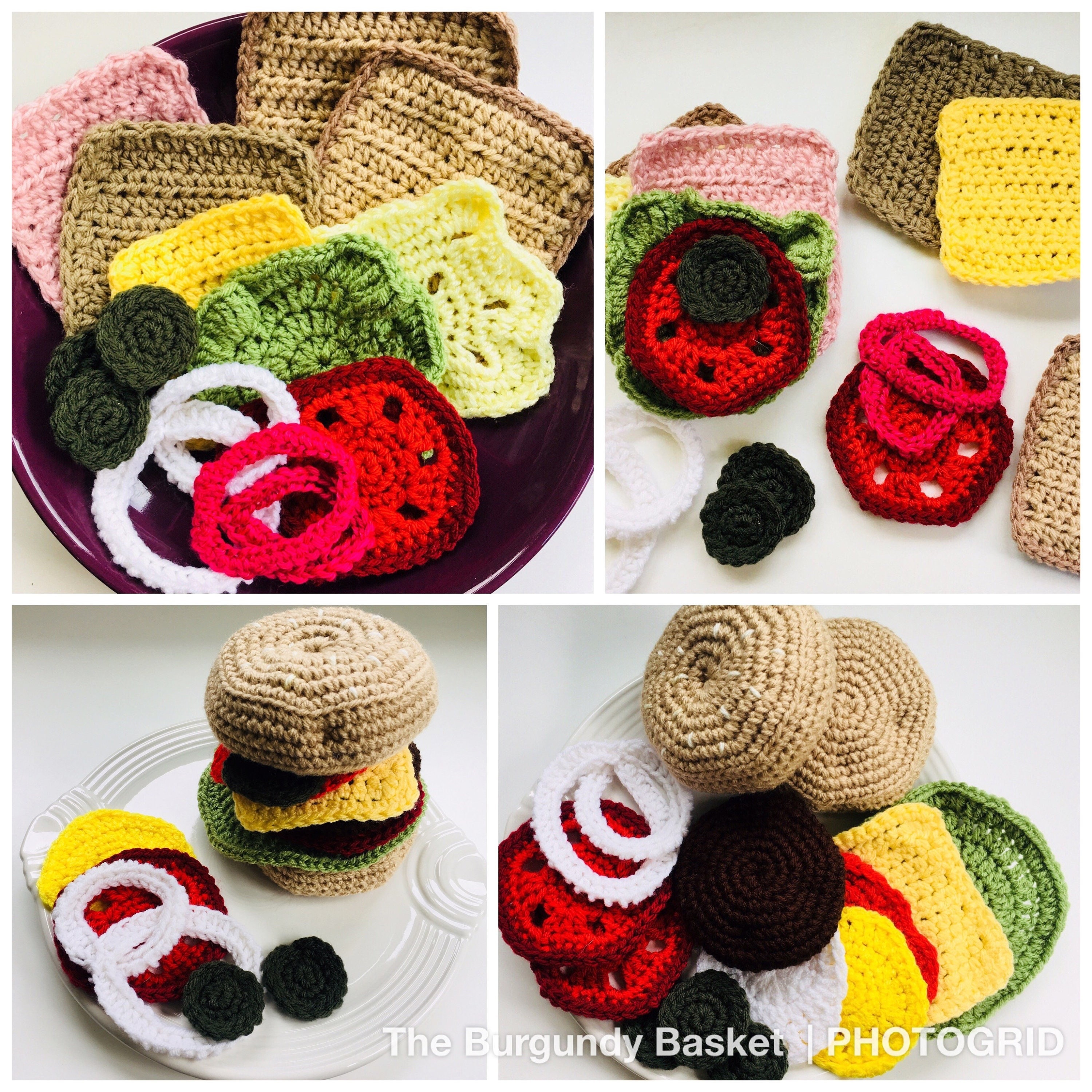 Crochet Scrap Yarn Tote Bag and Nesting Baskets - The Burgundy Basket