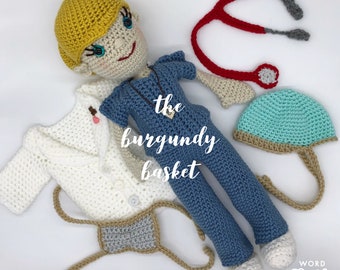 Crochet Doctor Nurse Doll PATTERN: 18" Amigurumi Medical Worker (PDF Download)