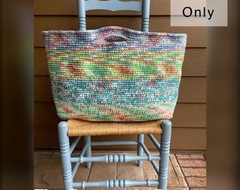 Crochet PATTERN Tutorial, BASKET *Pattern OnLY* Digital, Instant Pdf, Scrap Yarn Crochet Purse, Tote Bag, Colorful Basket, Boho Inspired