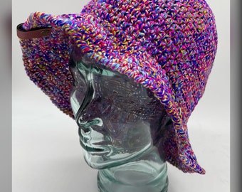 Crochet SILK BUCKET HAT, Recycled Silk Ladies Hat, Gifts for Her, Beanie, Toque, Spring Fashion, Women, Unique, Handmade