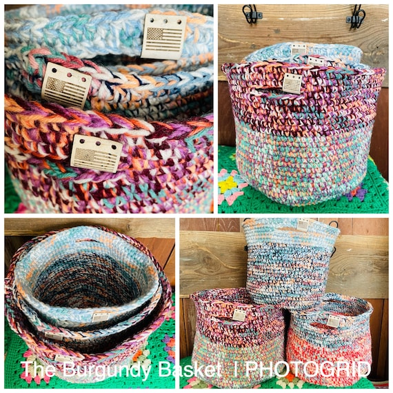 Crochet PATTERN Tutorial, BASKET pattern Only Digital, Instant Pdf, Scrap Yarn  Crochet Purse, Tote Bag, Colorful Basket, Boho Inspired 