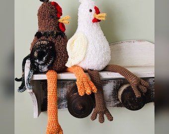 CROCHET CHICKENS, Polly & Puff, *PATTERN Only* PDf Instant Download, Digital Download, Crochet Hen, Rooster, Amigurumi