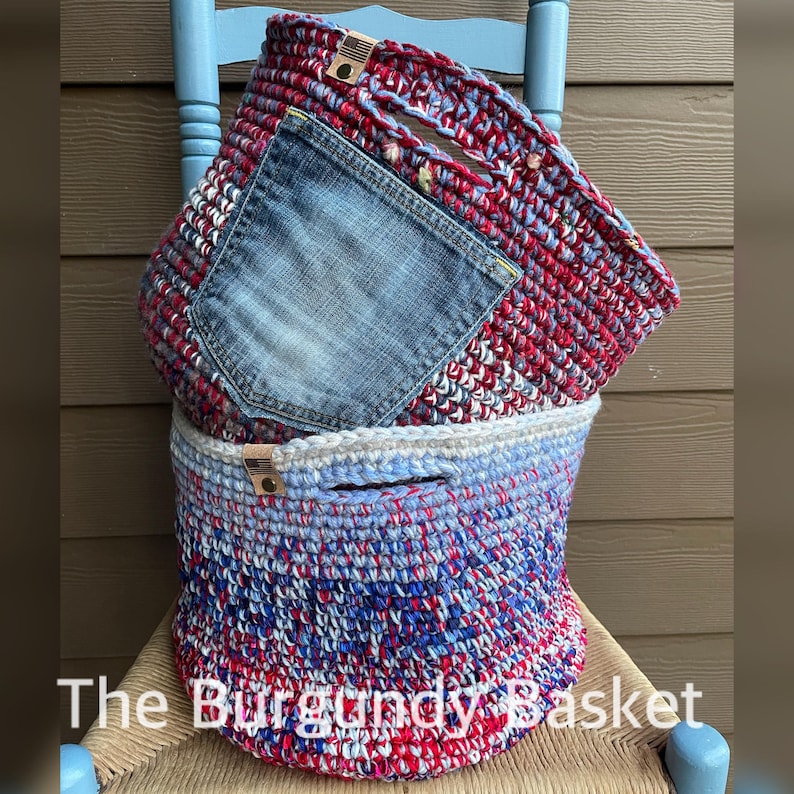 Crochet Basket Pattern: Scrap Yarn Tote Bag (PDF Pattern) image 2