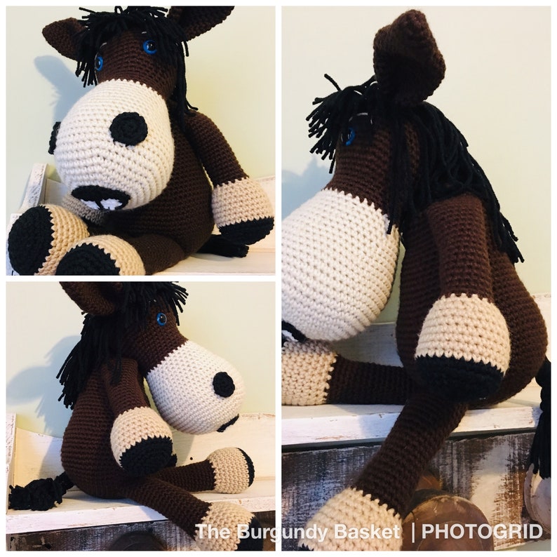 Crochet DONKEY, PATTERN Only PDf Instant Download, Stuffed Animal, Crochet Donkey, Amigurumi, Mule, Farm Animal, Digger the Donkey image 5