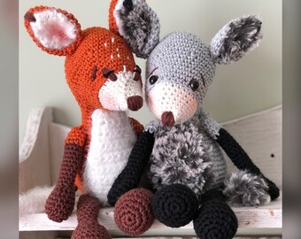 Schema all'uncinetto per volpe e lupo: Amigurumi PDF (download digitale)