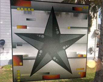 Black Star "Stained Glass" Style WINDOW CLING