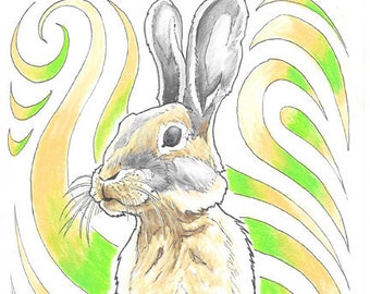 Bunny Rabbit Colored Pencil Drawing