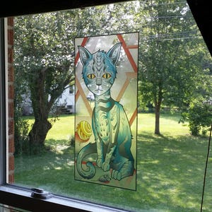 Cat Stained Glass Style WINDOW CLING image 3