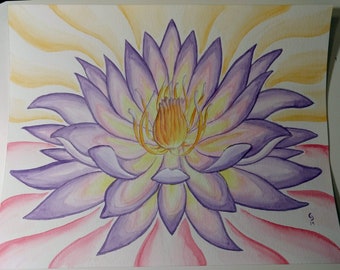 Lotus Flower Watercolor Painting