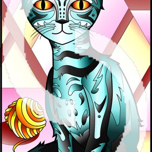 Cat Stained Glass Style WINDOW CLING image 4