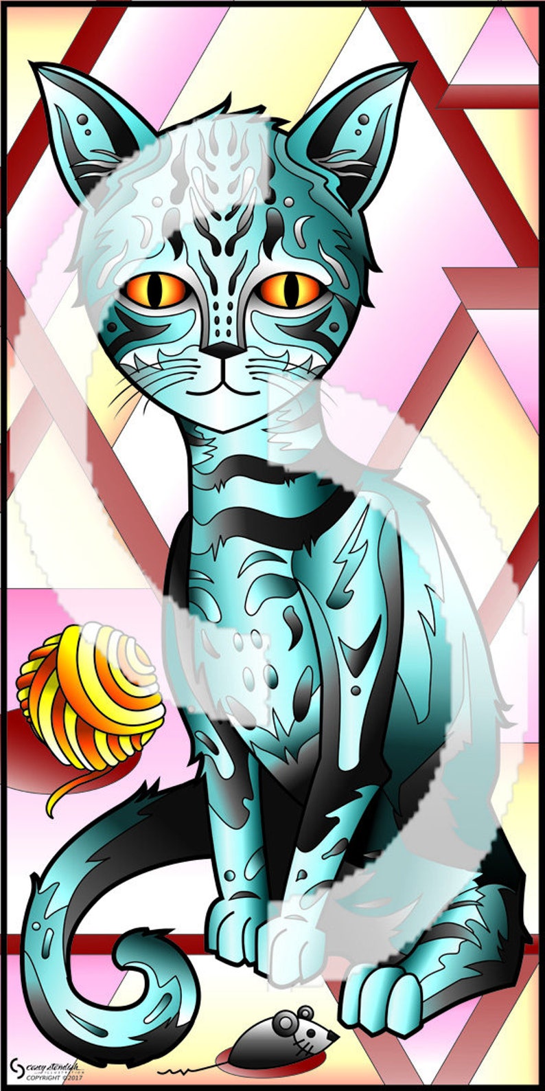 Cat Stained Glass Style WINDOW CLING image 4