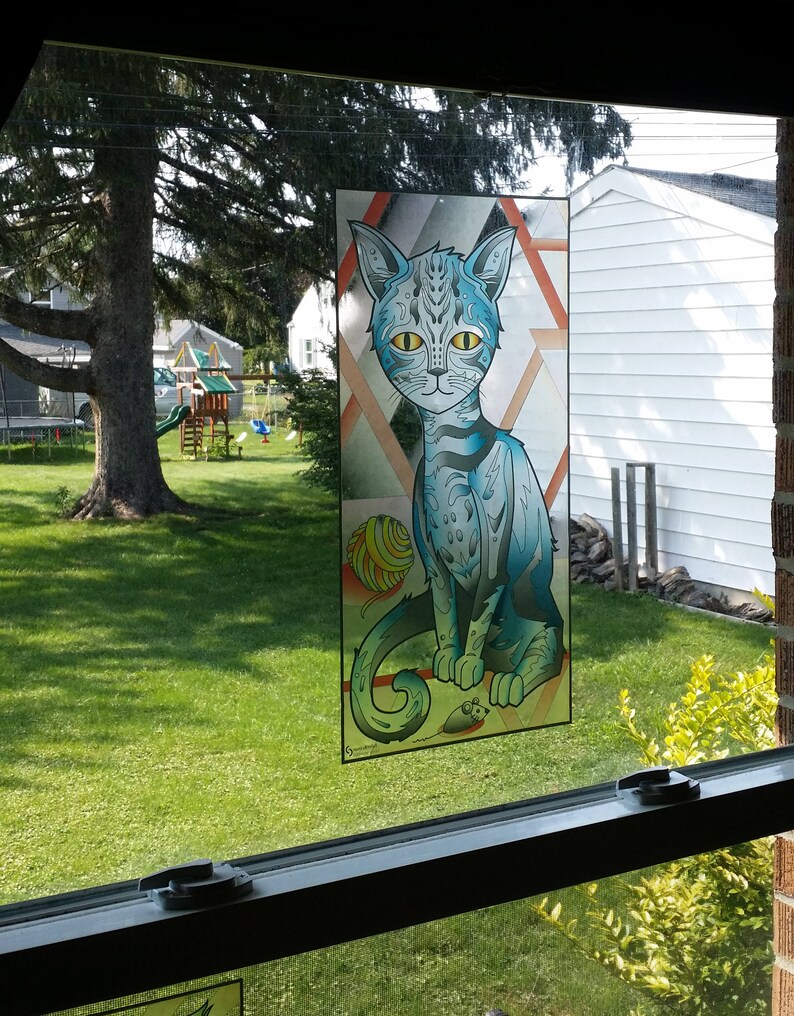 Cat Stained Glass Style WINDOW CLING image 2