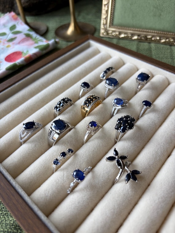 Natural Sapphire Rings in Solid 925 Sterling Silver