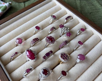 Natural Ruby Rings in Solid 925 Sterling Silver