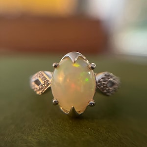 White Opal and Solid Sterling Silver Statement Ring