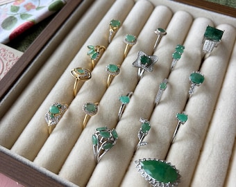 Natural Emerald Rings in Solid 925 Sterling Silver