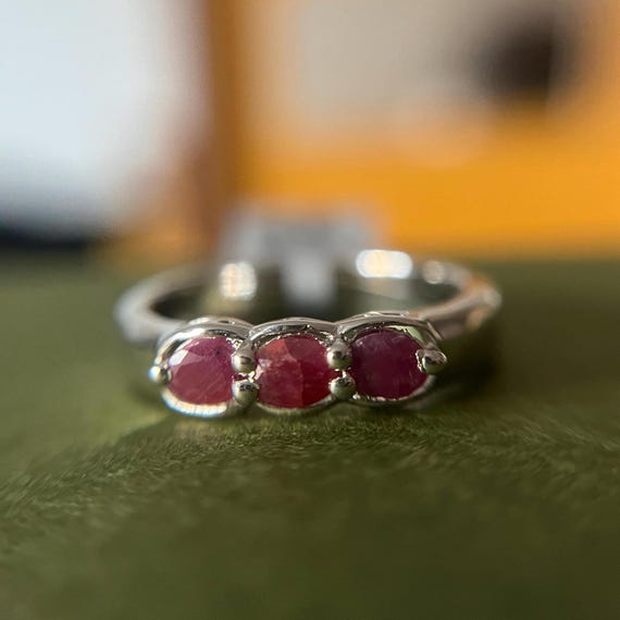 Natural Ruby Trio and Solid 925 Sterling Silver R… - image 1