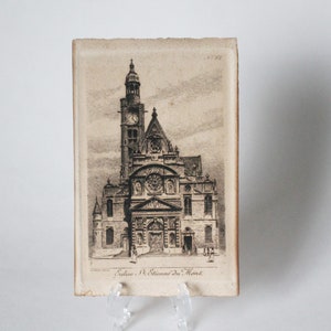 Cartão postal litográfico antigo França Eglise St Etienne Du Mont Charles Pinet