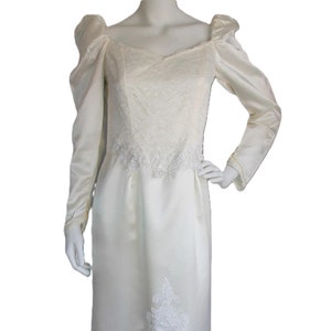Satin Sheath Wedding Dress, Detachable Train, Size Medium, Vintage 1970&#39;s