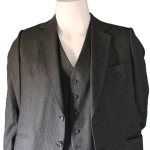 Vintage 80s Wool Pinstripe Suit Jacket & Vest - Shipley for Simpsons - 39 Short