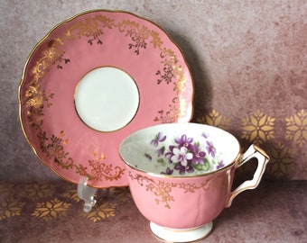 Aynsley Pink Gold Teacup and Saucer Pattern 2917 - Etsy