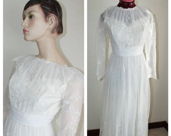 Lace Wedding Dress Size Extra Small Vintage 1960's