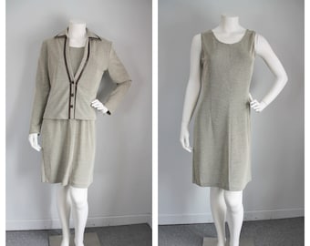 Robe fourreau avec veste oblique taille 8 vintage 80's ensemble deux pièces