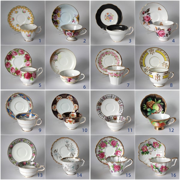 Choice of Teacups and Saucers, Your Pick, Sold by the Set