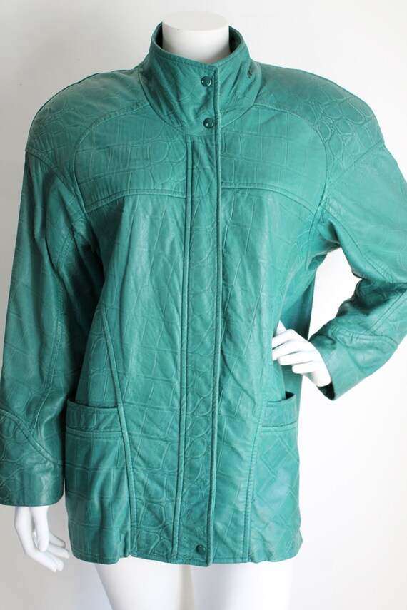 Vintage Green Leather Jacket, Danier, 1980's Size Sma… Gem