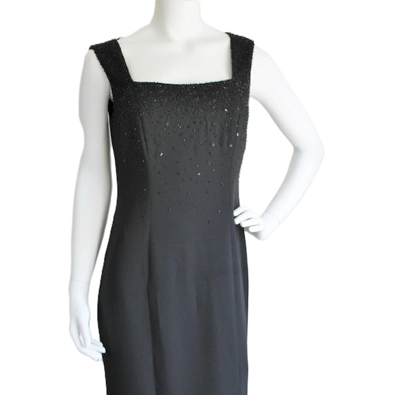 Vintage Black Beaded Formal Dress, Liz Claiborne, Size Medium
