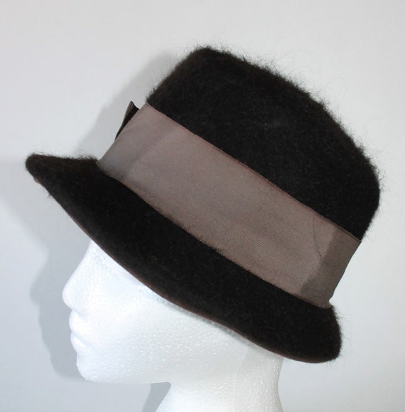 Vintage 1940's Brown Cloche Hat Small Brimmed - image 6