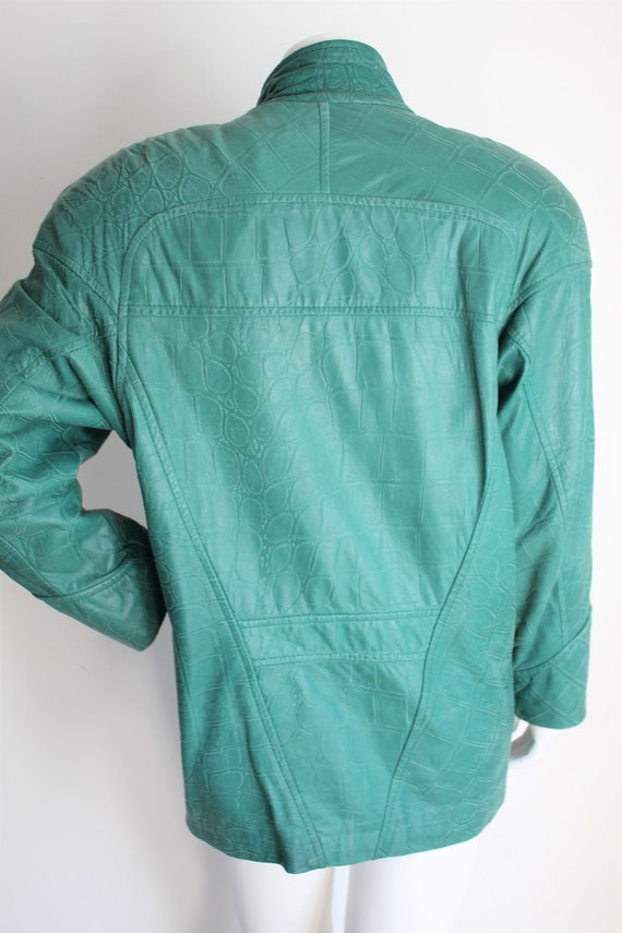 Vintage Green Leather Jacket, Danier, 1980's Size Sma… Gem