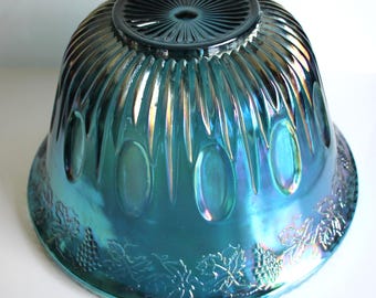 Vintage Blue Punch Bowl Set, Indiana Glass, Large Bowl Cups and