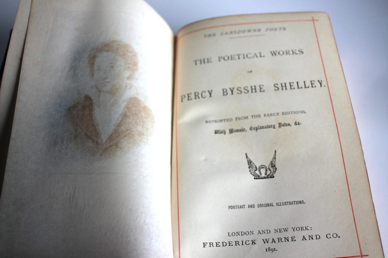 Antique Poetry Book Poetical Works of Percy Bysshe Shelley Frederick Warne 1891